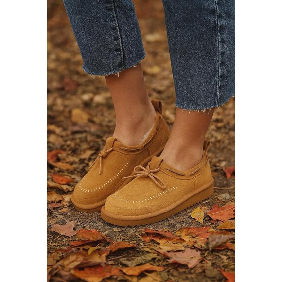 ⚡Women Chestnut Suede Leather Fleece Lining Memory Foam Cushion Slip On Slipper - Picture 2 of 5